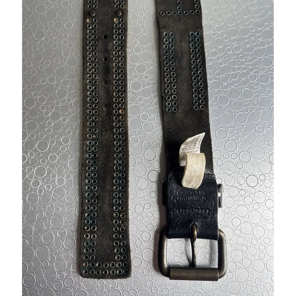 VTG Rare Diesel For Successful Living Studded Leather Belt Italy - Size 95 38